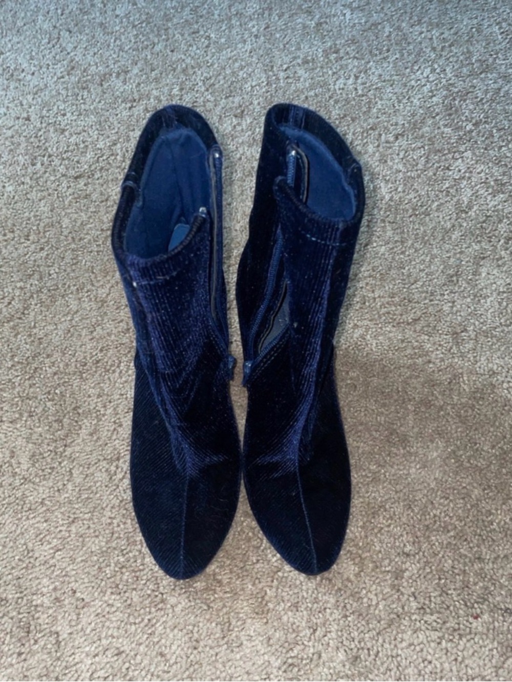 Women's Velvet Ankle Boots - Navy